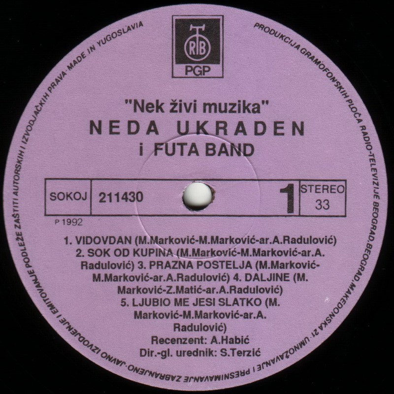 Neda Ukraden 1992 Neka zivi muzika viinil 1
